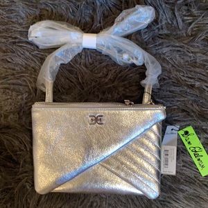 NWT Sam Edelman AMABEL 3 Zip Triple Pouch Crossbody Bag in Silver